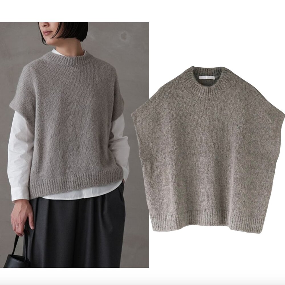 EVAM EVA taupe short sleeve alpaca sweater sz 2 M